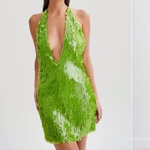 Meshki Primrose Sequin Halter Mini Dress